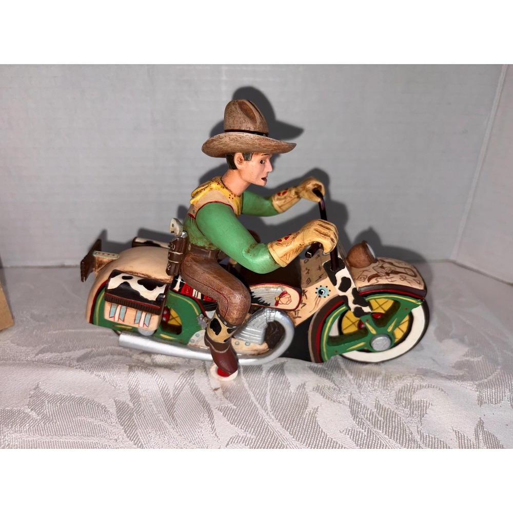 Signed Robert Shields Road Wrangler Wooden Motorcycle and Rider